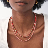 Boho Choker Halskette mit Emaille-Perlenverzierung - Rot